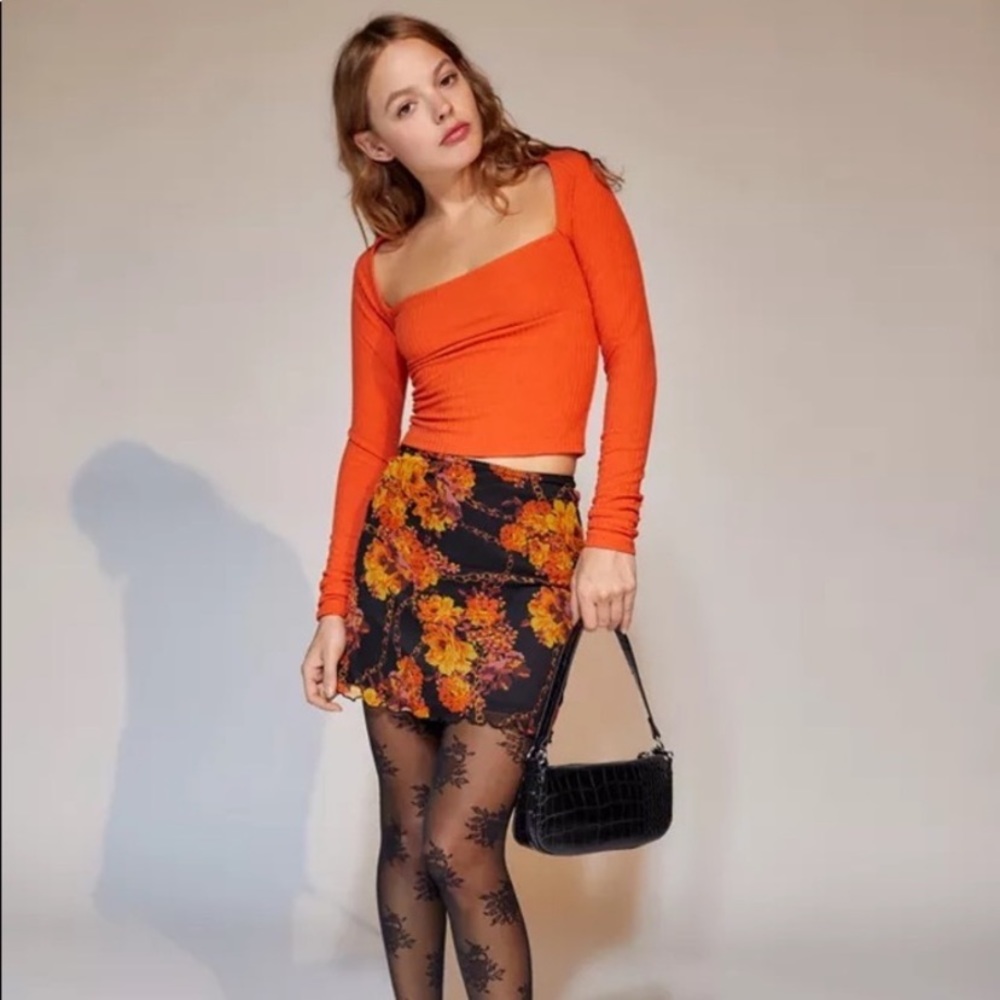 Urban Outfitters Meg Square Neck Orange Top